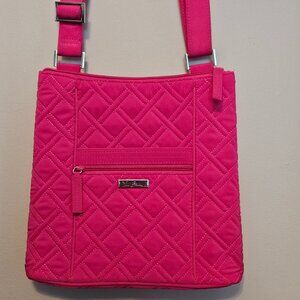 Vera Bradley Hipster Crossbody Bag in Fuchsia with Retired Moon Blooms Interior